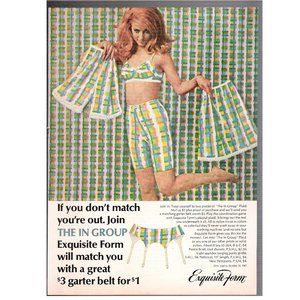 Vtg Exquisite Form Plaid Bra Garter ++ Print Ad